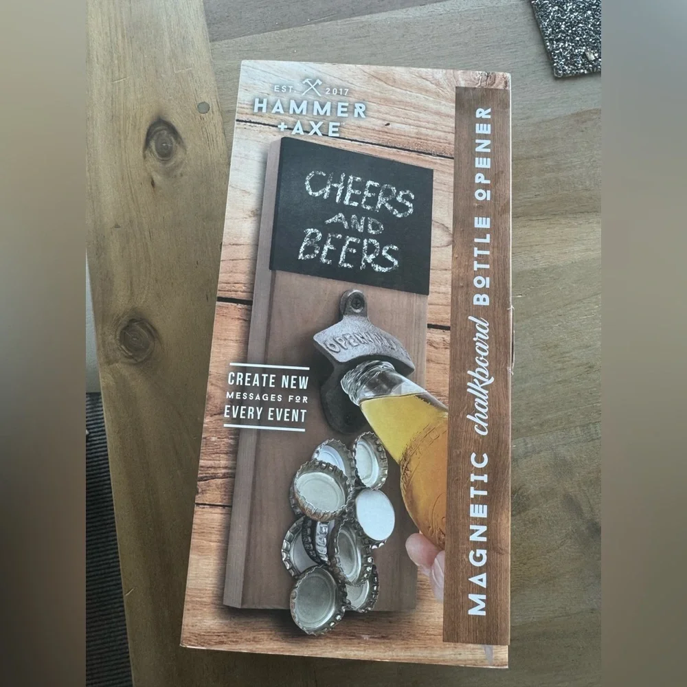 Hammer Plus Axe Magnetic Chalkboard Bottle Opener